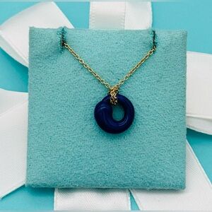 RARE Tiffany & Co. 18k Lapis Lazuli Eternal Circle Necklace Elsa Peretti